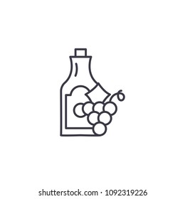 Wine and grape linear icon concept. Wine and grape line vector sign, symbol, illustration.