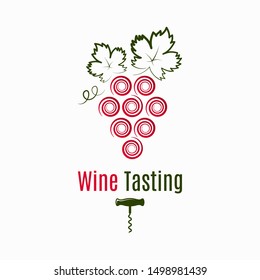 Wine grape logo. Wine tasting label on white background