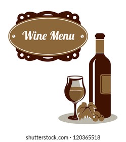 Wine and grape retro menu icon