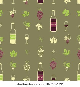 Wine & Grape Seamless Pattern