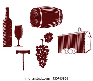 wine and grape set illustration