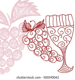 Wine and grape. Vector illustration.