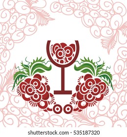 Wine and grape. Vector illustration.