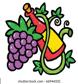 Wine and grape vector illustration