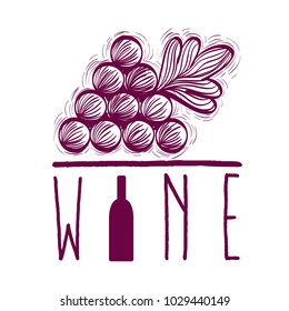Wine and grapes doodles