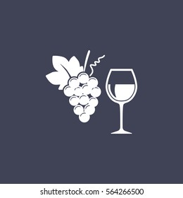 Wine and grapes icon. 