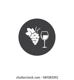 Wine and grapes icon. 
