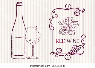 Wine grapes label background - vector illustration