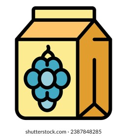Wine grapes pack icon outline vector. Sommelier drink. Vine guide color flat