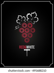 Wine grapes red and white on black background