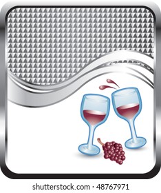 wine and grapes under silver checkered wave