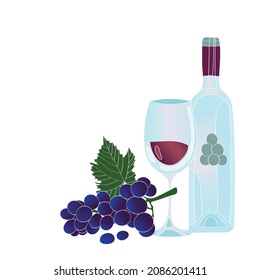 Wine and grapes. Vector illustration.
