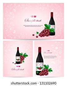 Wine and grapes. Vector illustration. Easy to edit. Perfect for invitations or announcements.
