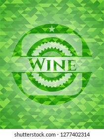 Wine green emblem with mosaic ecological style background