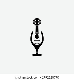 Wine Guitar Musical Abstract Creative Logo