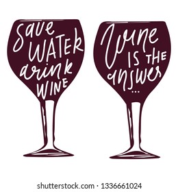 Wine hand lettering sign for your desi: menu, posterss, cards