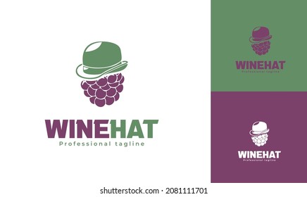 Wine hat logo design. vector