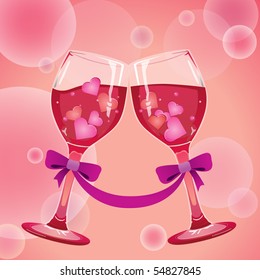 wine with hearts
