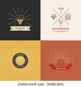 Wine hipster logotypes. Set of design elements for wineries, restaurants and wine shops.
