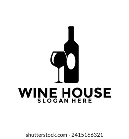 Logo de Wine House, plantilla de diseño del logotipo del bar y del restaurante