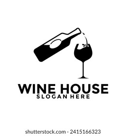 Wine House logo, Bar and restaurant logo design template
