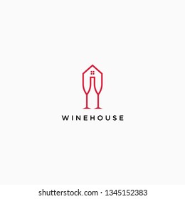Wine House Logo Design Template - Vector