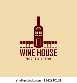 Wine house logo template design. Vector illustration.