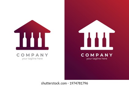 Wine House Logo with three wine bottle hidden message illustration. Creative, simple, and modern. Vector illustration of EPS 10.