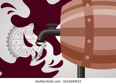 wine house poster with barrel vector illustration design