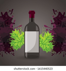 wine house poster with bottle vector illustration design