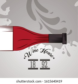 wine house poster with bottle vector illustration design