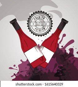 wine house poster with bottles vector illustration design