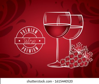 wine house poster with cups vector illustration design