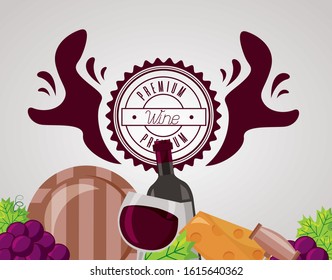 wine house poster with set icons vector illustration design