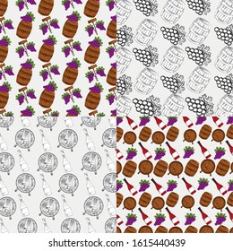 wine house poster with set patterns vector illustration design