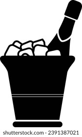 Wine with ice vector | Bottle of champagne with ice bucket | ice cube bucket wine