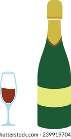 Wine with ice vector | Bottle of champagne with glass| champagne  wine