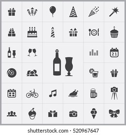 wine icon.  birthday icons universal set for web and mobile