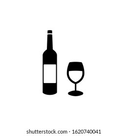 Wine icon in black flat shape design on white background
