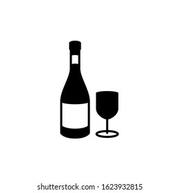 Wine icon in black flat shape design on white background