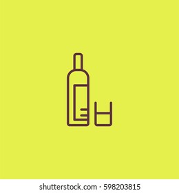 Wine icon. Bottle of wine and glass vector