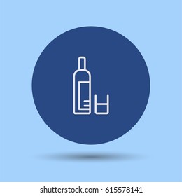 Wine icon. Bottle of wine and glass vector