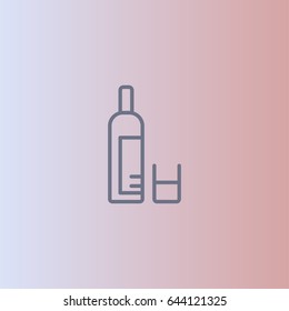 Wine icon. Bottle of wine and glass vector