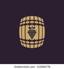 The wine icon. Cask and keg, alcohol, wine symbol. UI. Web. Logo. Sign. Flat design. App. Stock vector