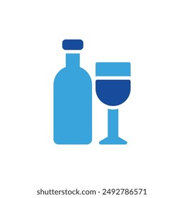 wine icon color or logo illustration glyph color blue style