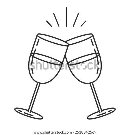 Wine icon. Creative two wine glasses icon for greeting cards, postcards, invitations, menu design.New Years, Christmas Celebration,Party symbol.Transparent background.Vector illustration EPS10