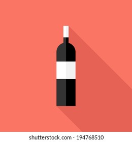 Wine icon. Flat design style modern vector illustration. Isolated on stylish color background. Flat long shadow icon. Elements in flat design.