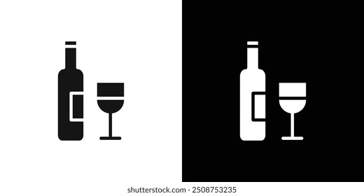 Ícone de vinho Conjunto de preenchimento plano