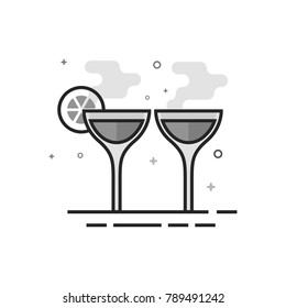 Wine icon in flat outlined grayscale style. Vector illustration.