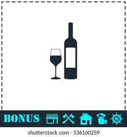 Wine icon flat. Simple vector symbol and bonus icon